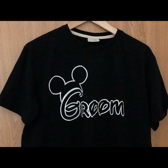 Custom Disney Mickey Mouse Ears Groom Shirt Black - Picture 2 of 4